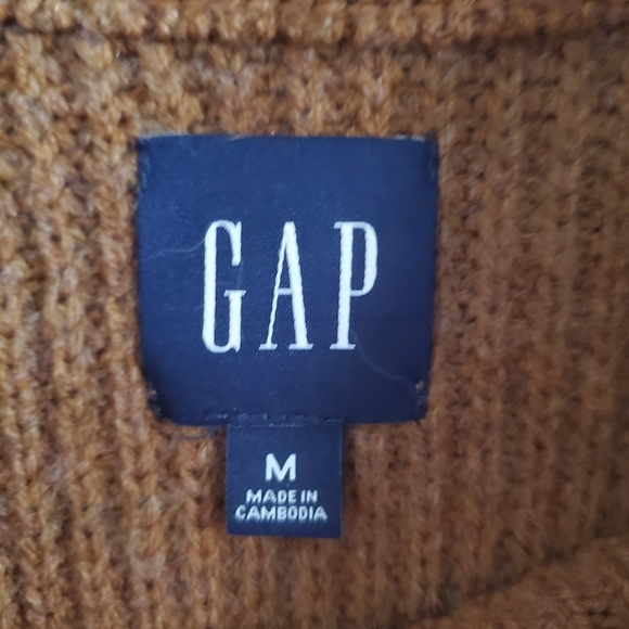 Gap Chunky Knit Mock Neck Sweater Wool Alpaca Blend Camel Brown Size M Cozy - Picture 8 of 13